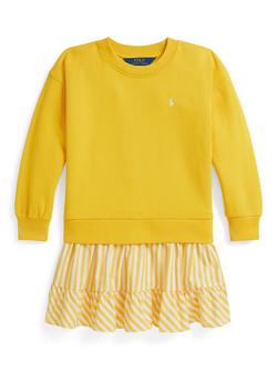 Ralph Lauren Kids' Cotton Pony Logo Sweatshirt Dress, Racing Yellow, Racing Yellow