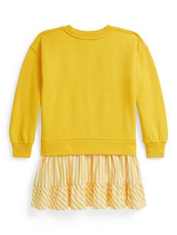 Ralph Lauren Kids' Cotton Pony Logo Sweatshirt Dress, Racing Yellow - view 2, Racing Yellow