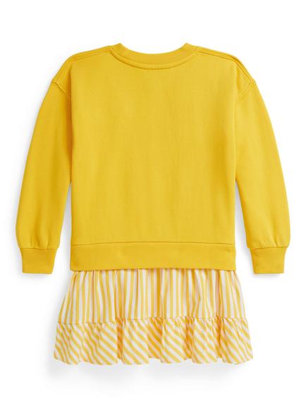 Ralph Lauren Kids' Cotton Pony Logo Sweatshirt Dress, Racing Yellow - view 2, Racing Yellow