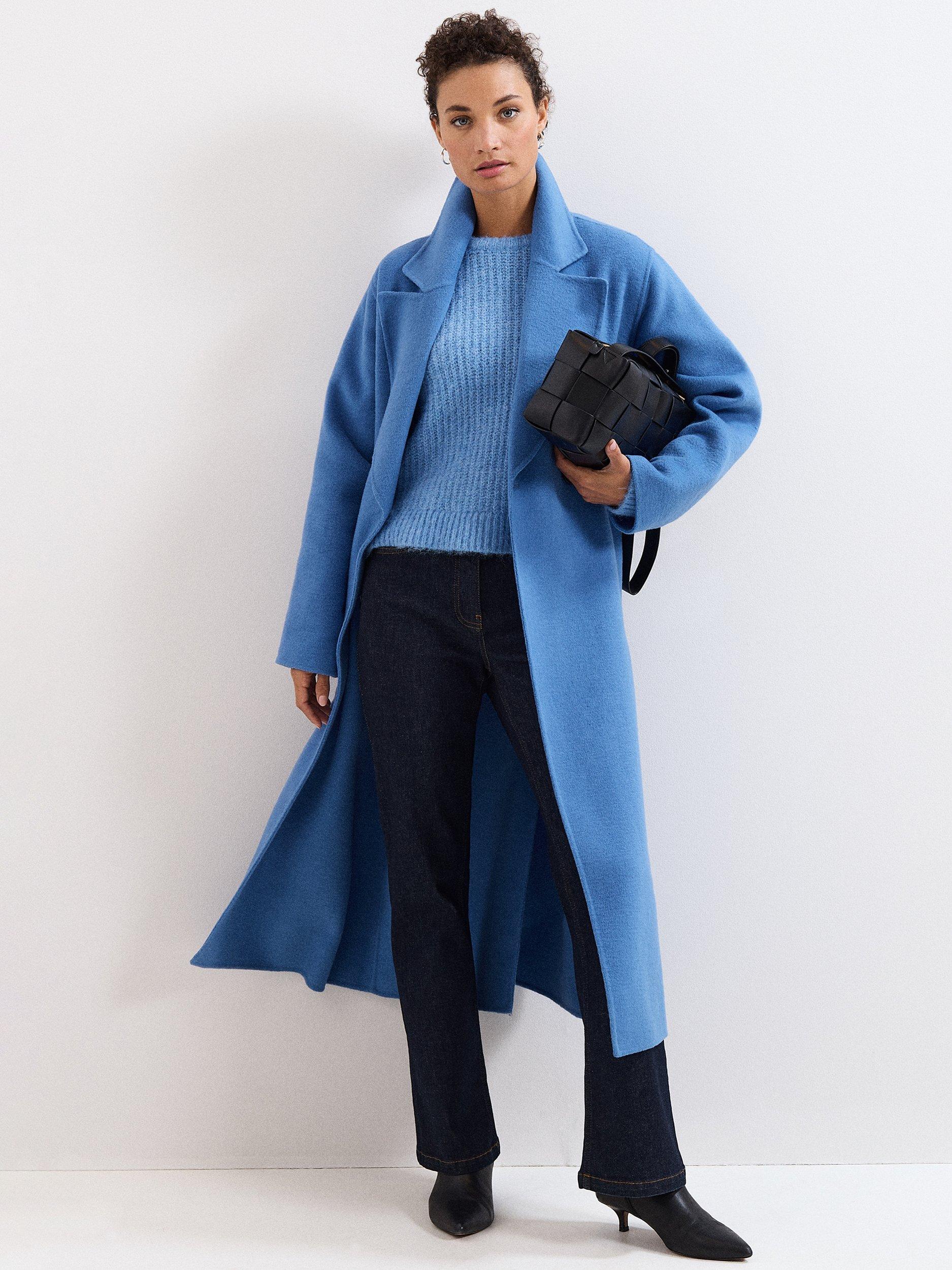 Product image 3 of 9, which shows Phase Eight Darcy Wool Blend Coat, Blue, XS