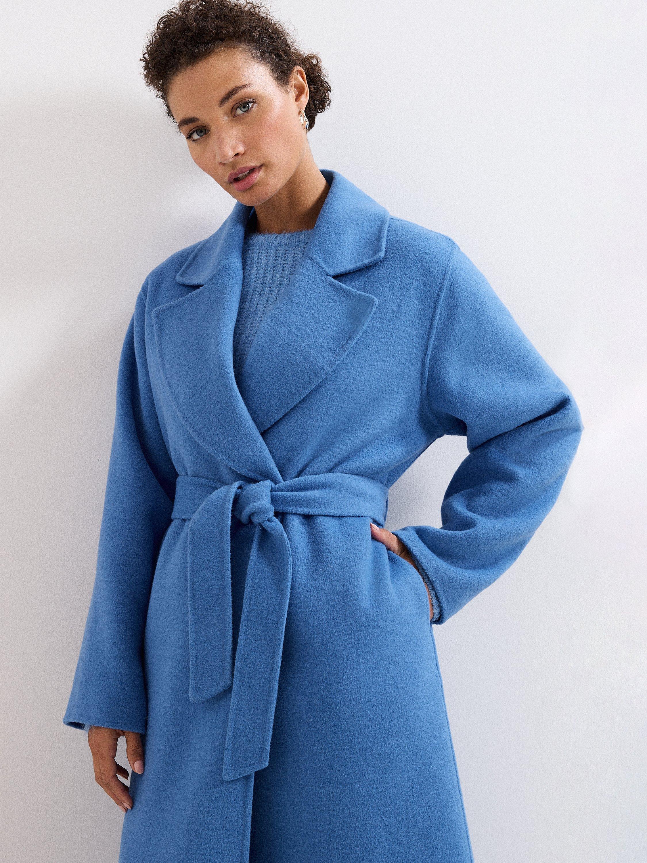 Product image 4 of 9, which shows Phase Eight Darcy Wool Blend Coat, Blue, XS