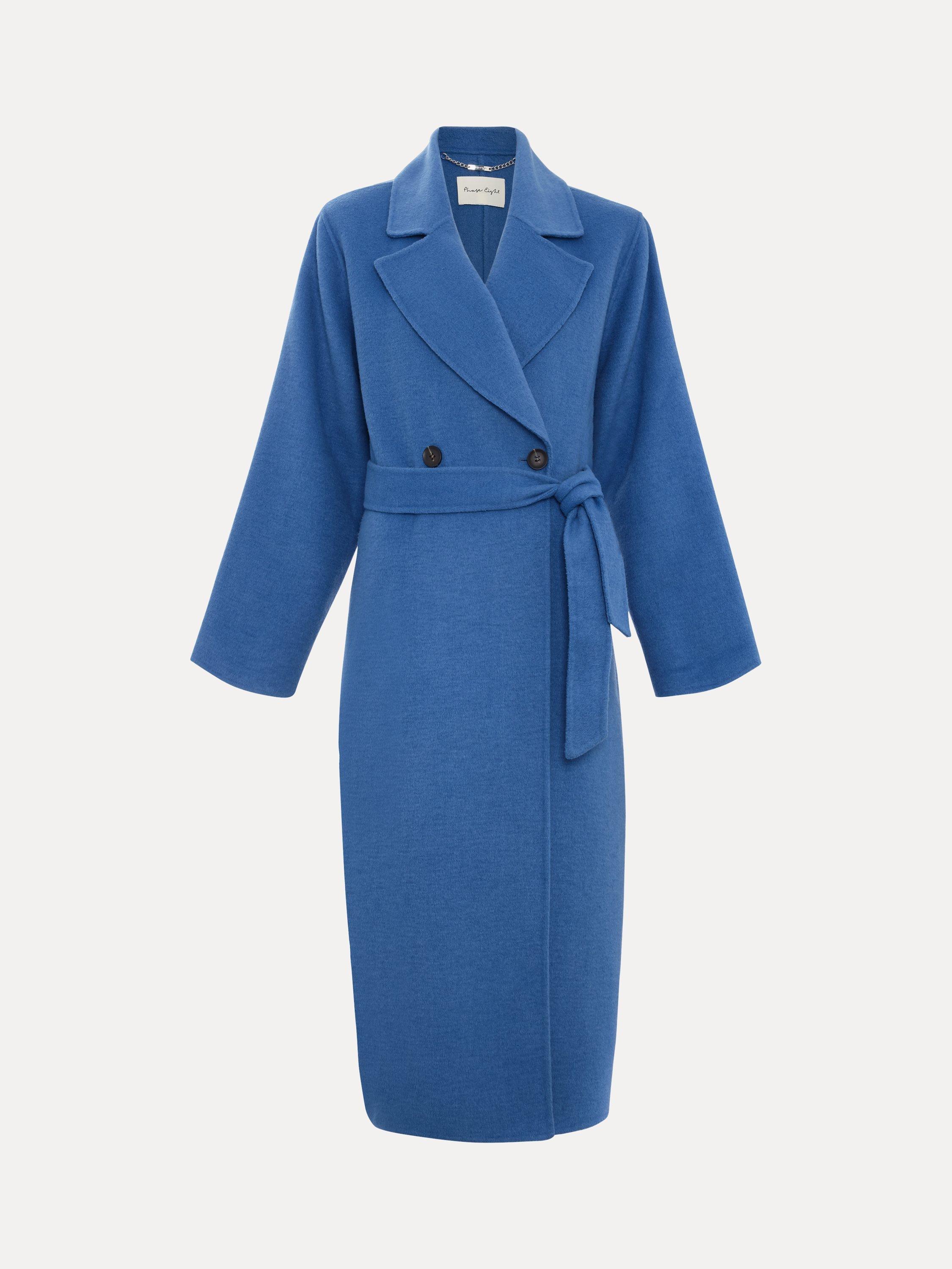Product image 5 of 9, which shows Phase Eight Darcy Wool Blend Coat, Blue, XS