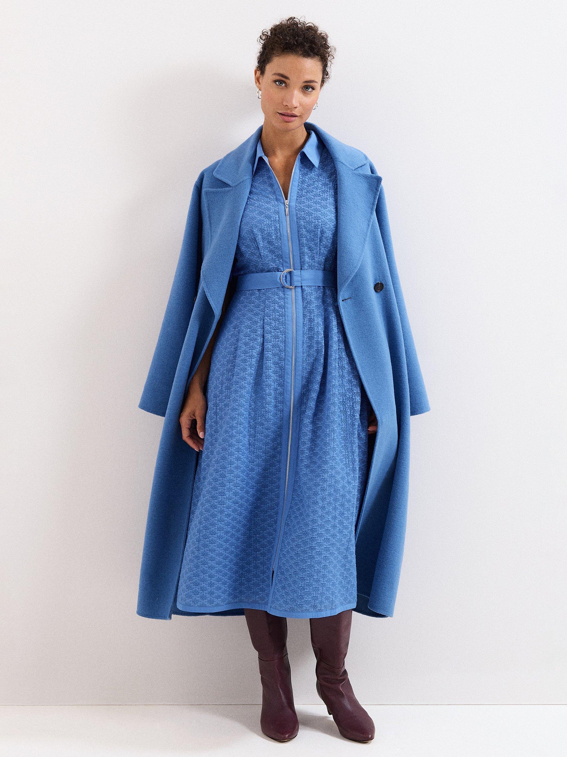 Product image 9 of 9, which shows Phase Eight Darcy Wool Blend Coat, Blue, XS