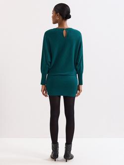 Phase Eight Becca Studded Jumper Mini Dress containing LENZING™ ECOVERO™ Viscose, Teal - view 2, Teal