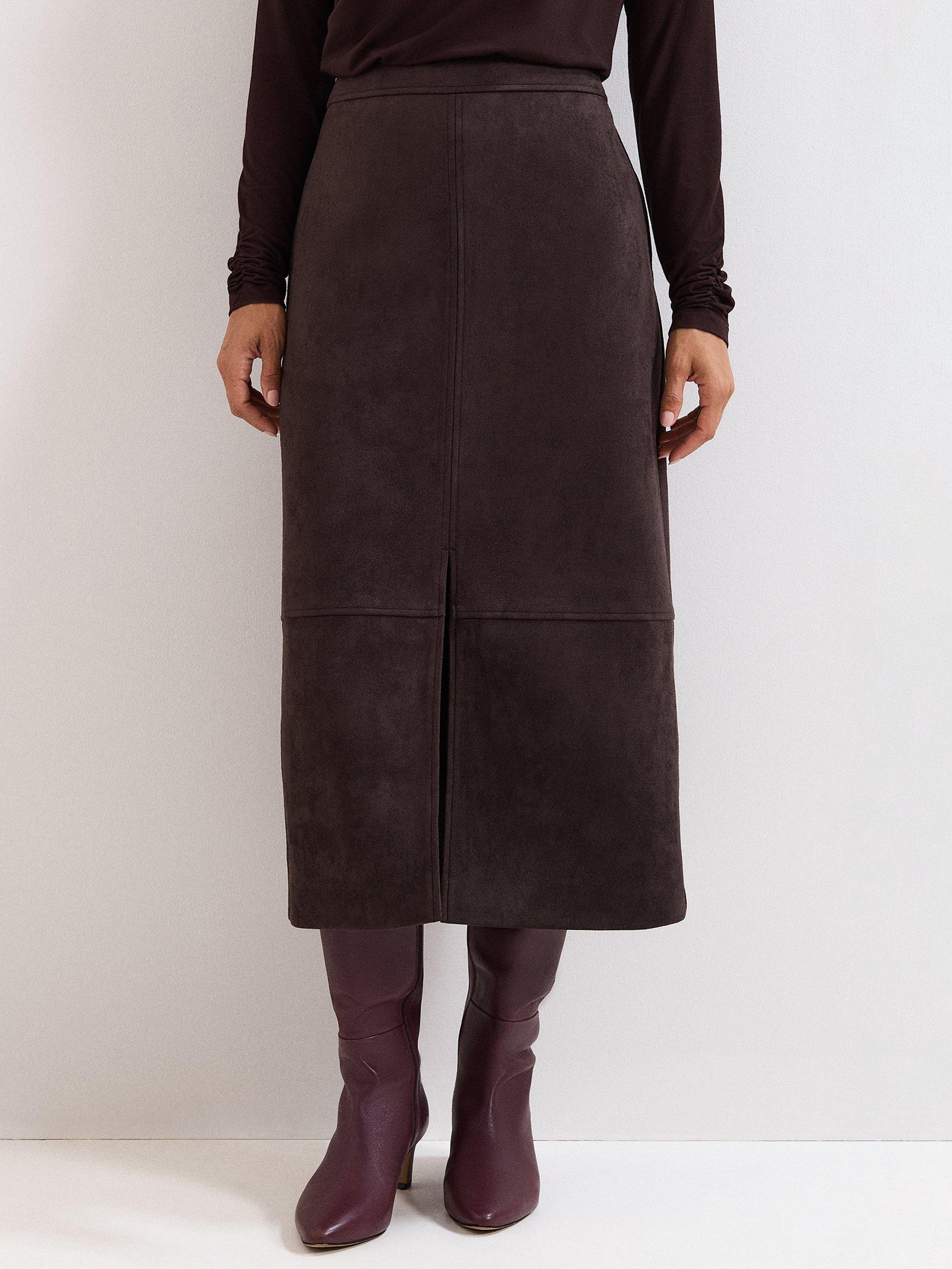 Product image 1 of 8, which shows Phase Eight Elodie Midi Skirt, Brown, 8