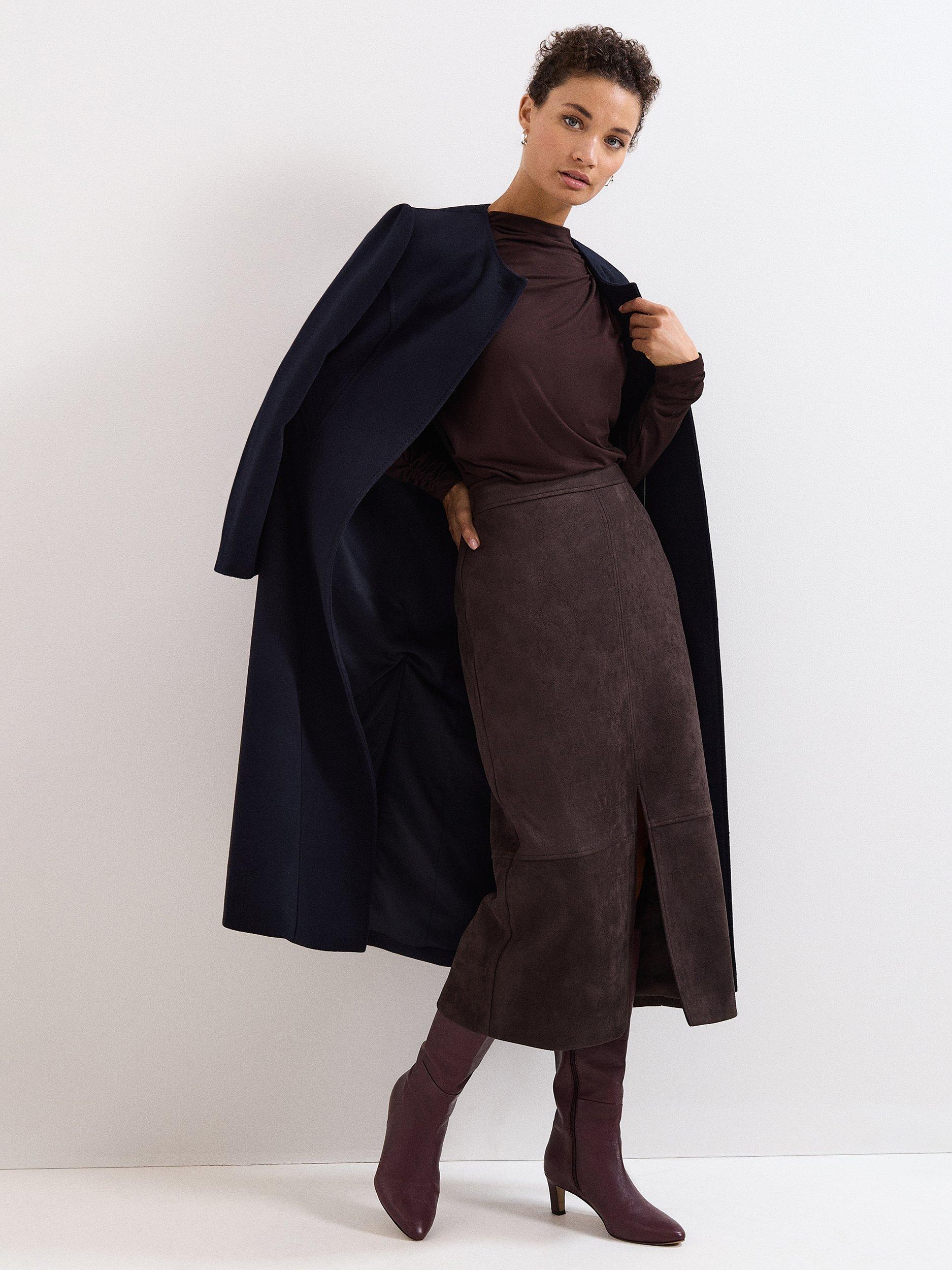 Product image 8 of 8, which shows Phase Eight Elodie Midi Skirt, Brown, 8