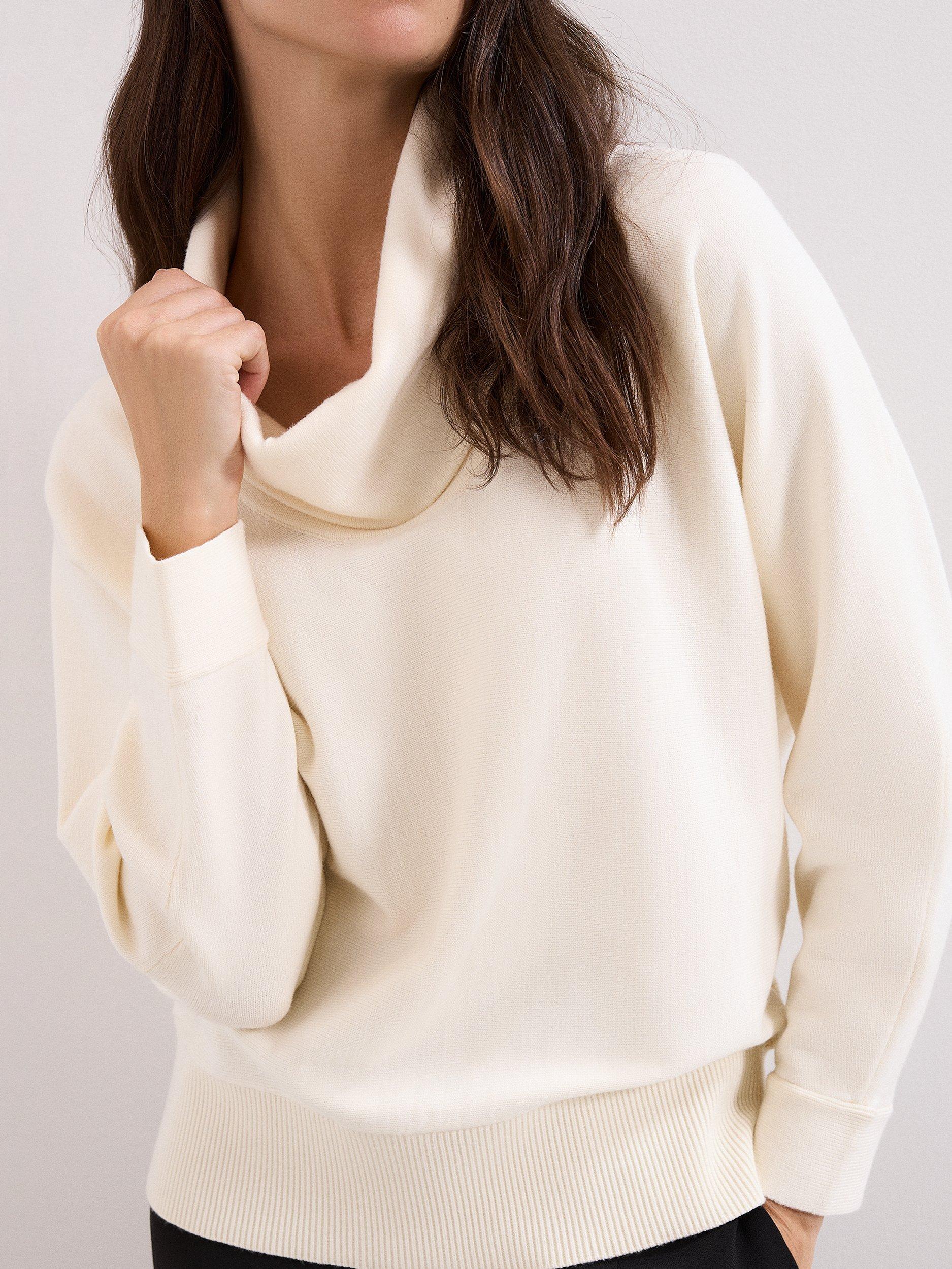 Product image 4 of 6, which shows Phase Eight Rosalie Cowl Neck Jumper, Ivory, S