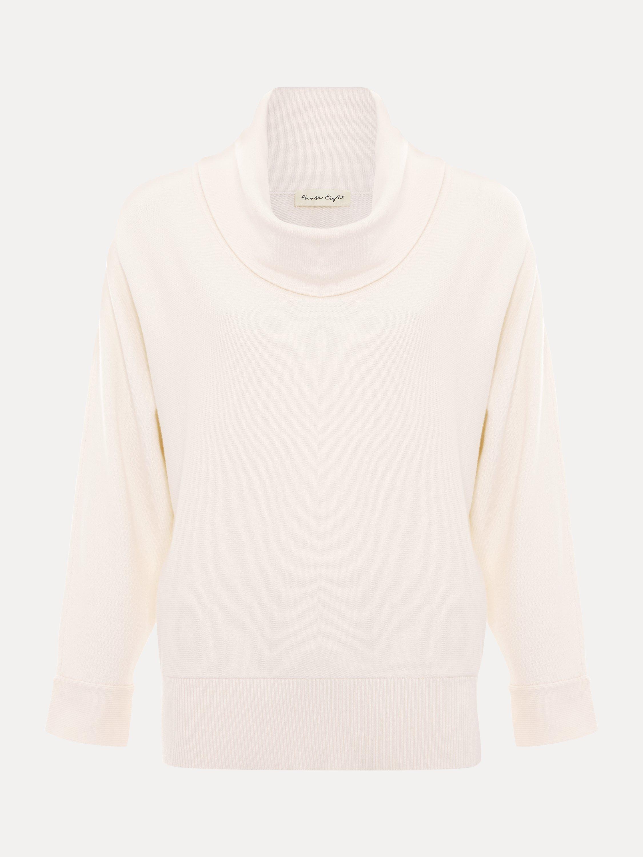 Product image 5 of 6, which shows Phase Eight Rosalie Cowl Neck Jumper, Ivory, S
