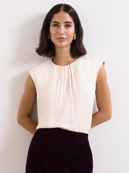 Phase Eight Elsie Satin Top, Ivory, Ivory