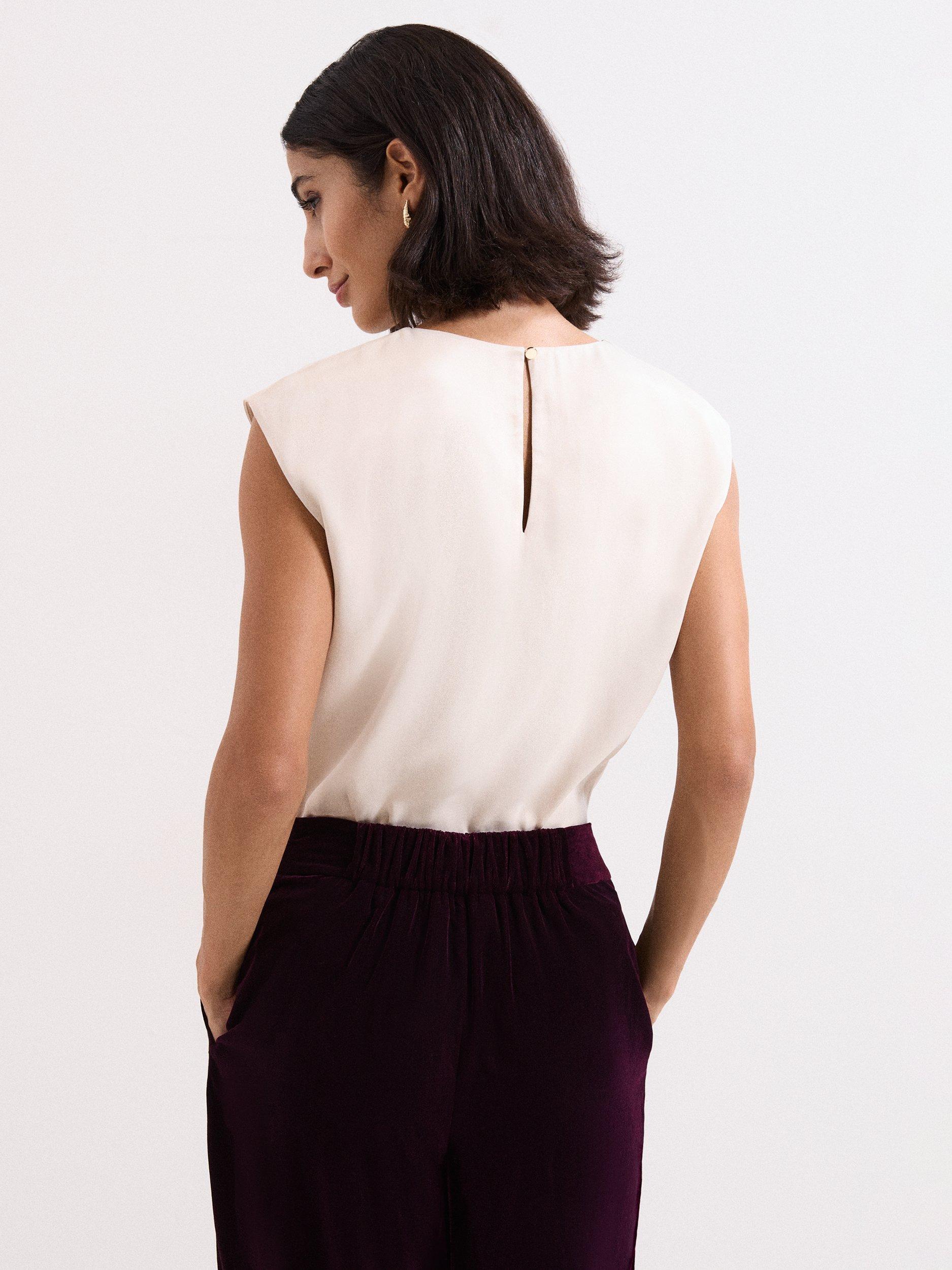 Product image 2 of 8, which shows Phase Eight Elsie Satin Top, Ivory, 8