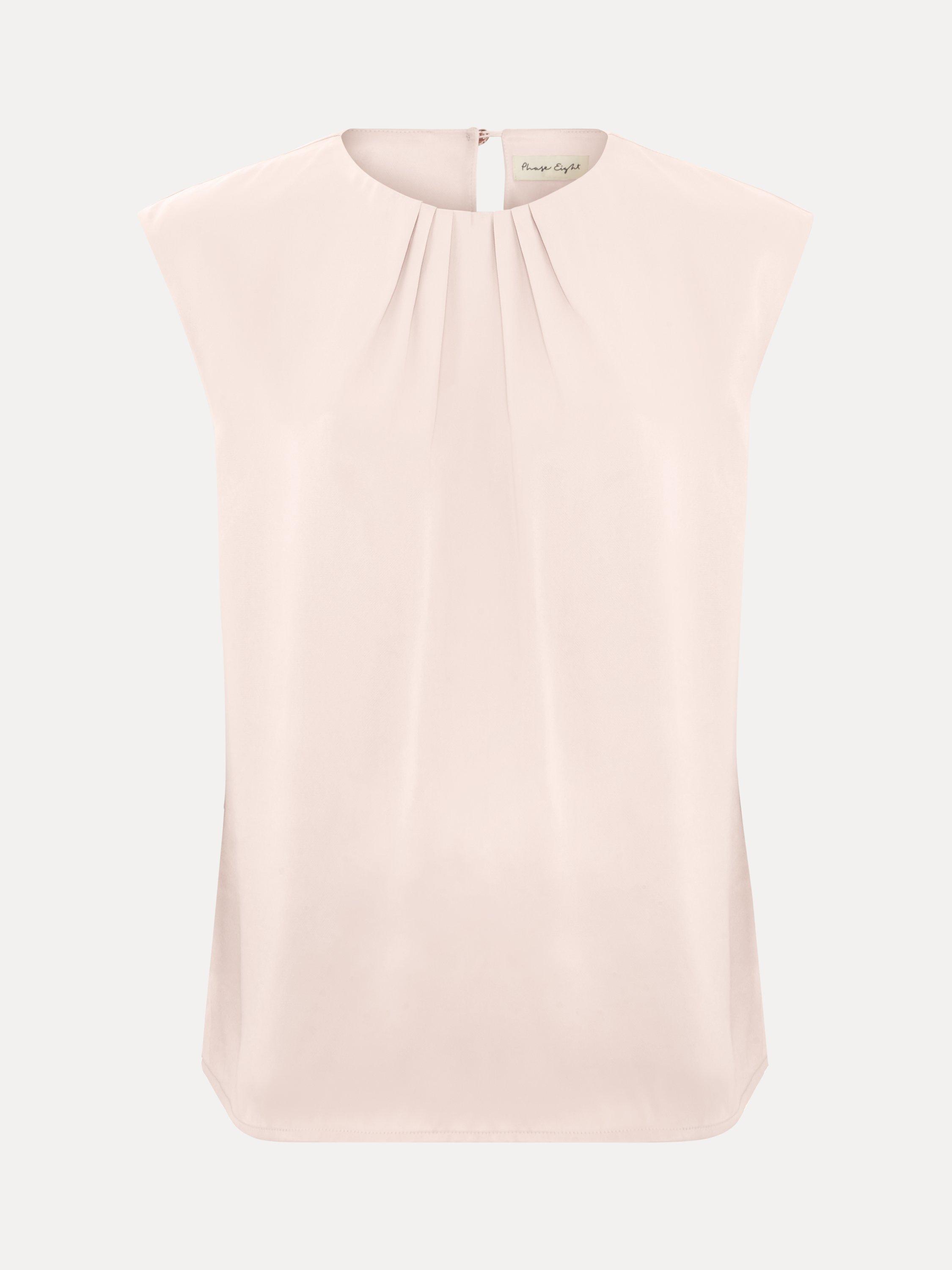 Product image 5 of 8, which shows Phase Eight Elsie Satin Top, Ivory, 8