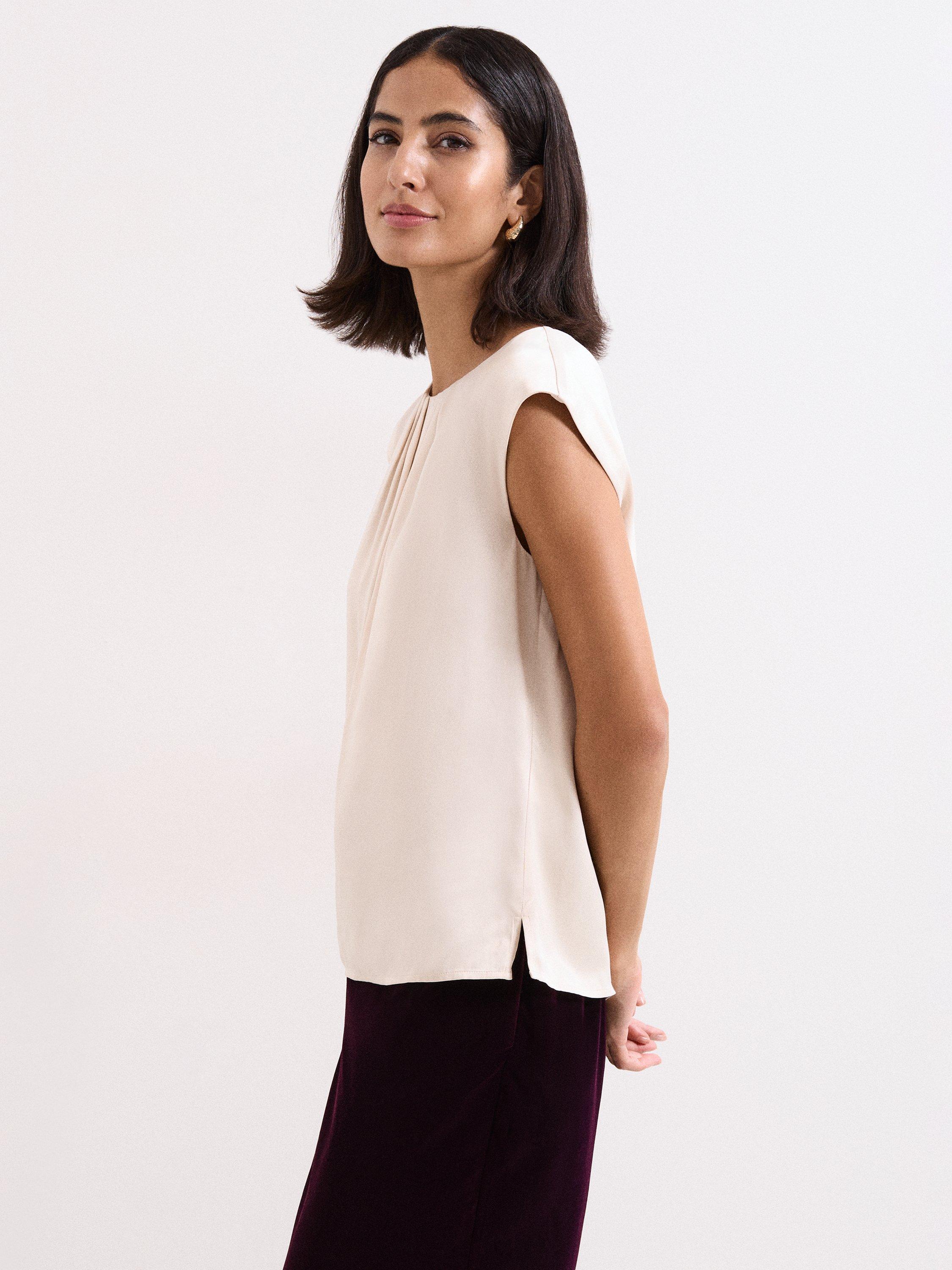 Product image 7 of 8, which shows Phase Eight Elsie Satin Top, Ivory, 8