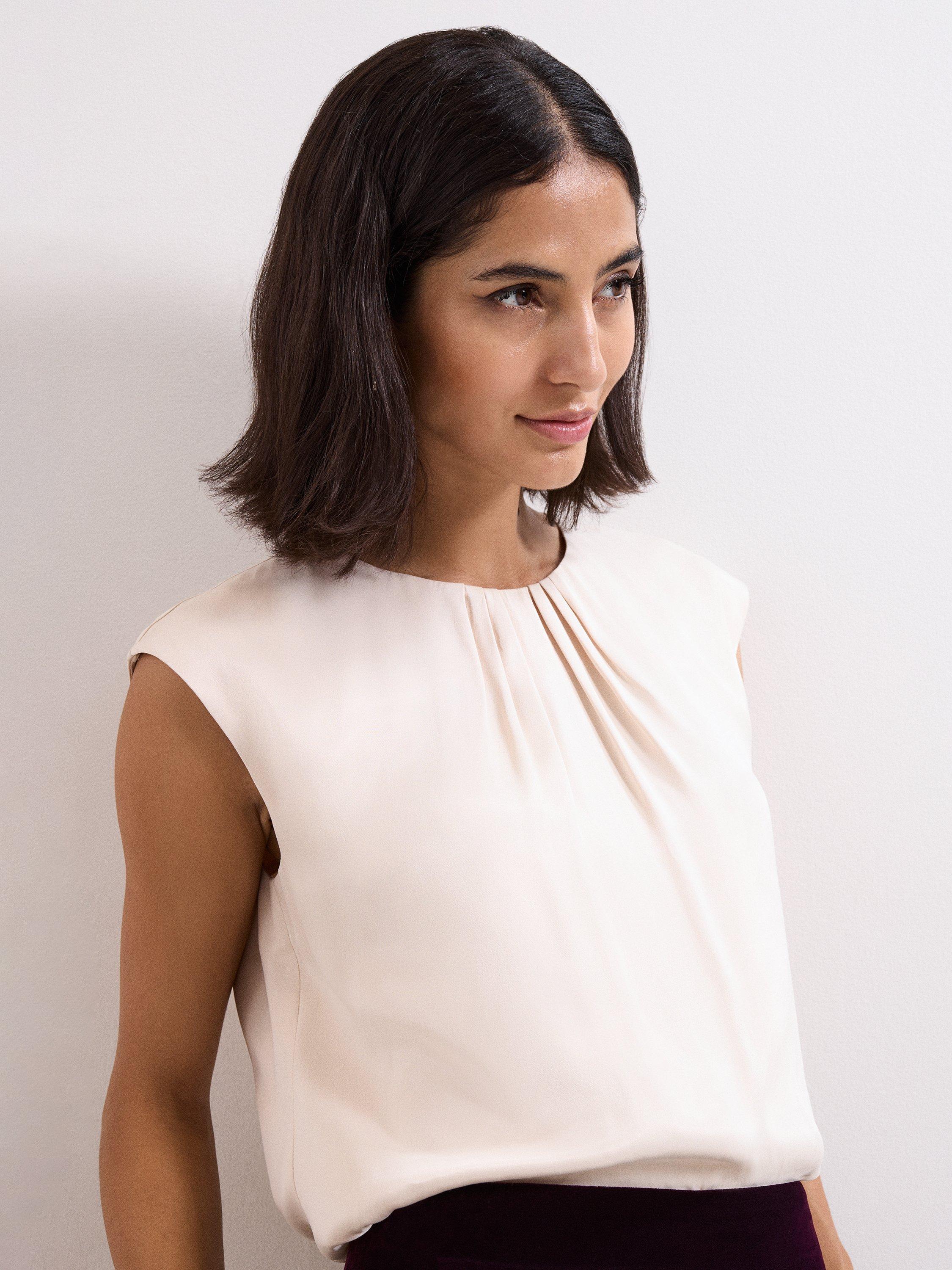 Product image 8 of 8, which shows Phase Eight Elsie Satin Top, Ivory, 8