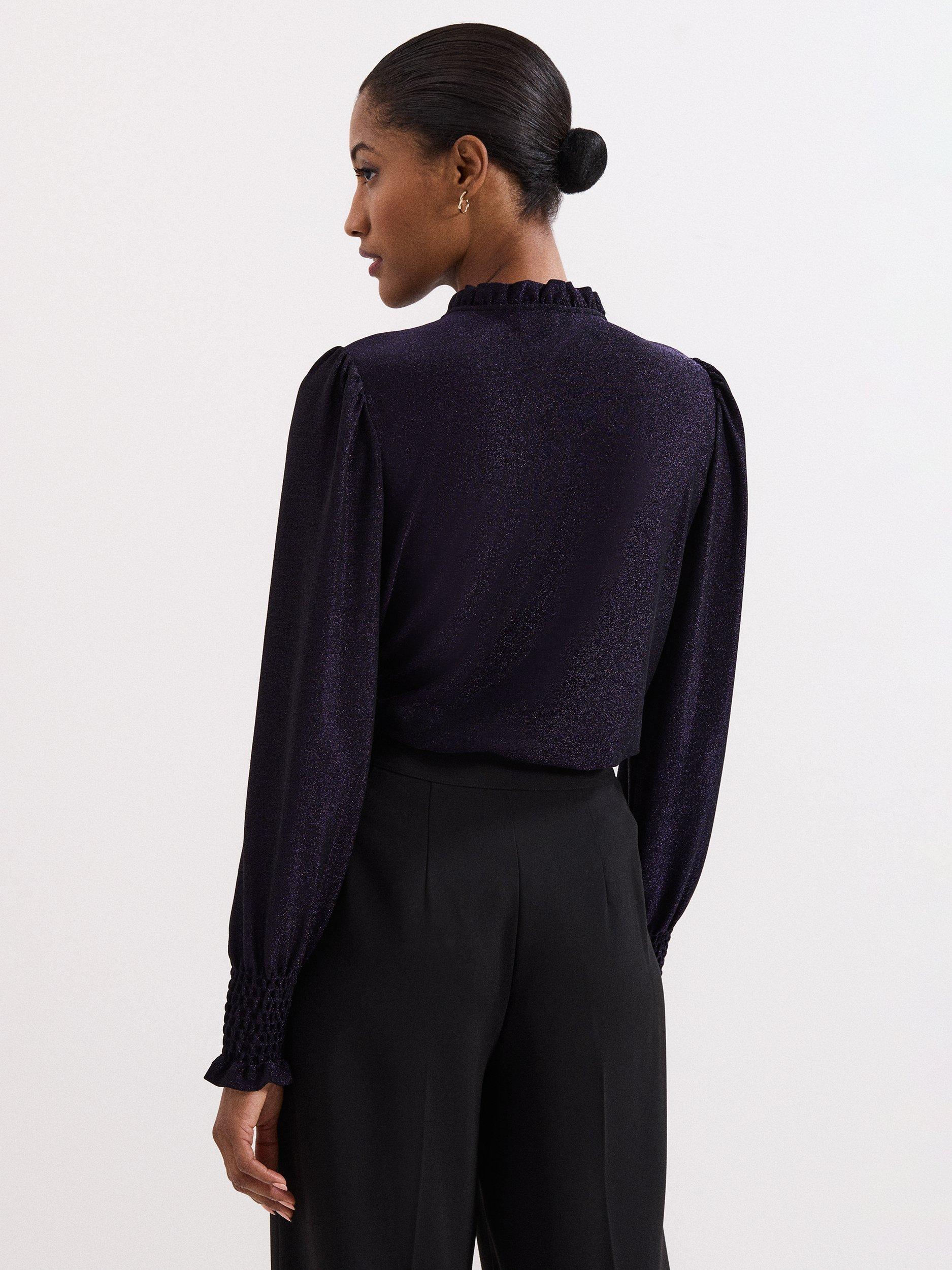 Product image 2 of 9, which shows Phase Eight Imogen Shimmer Top, Purple, 8