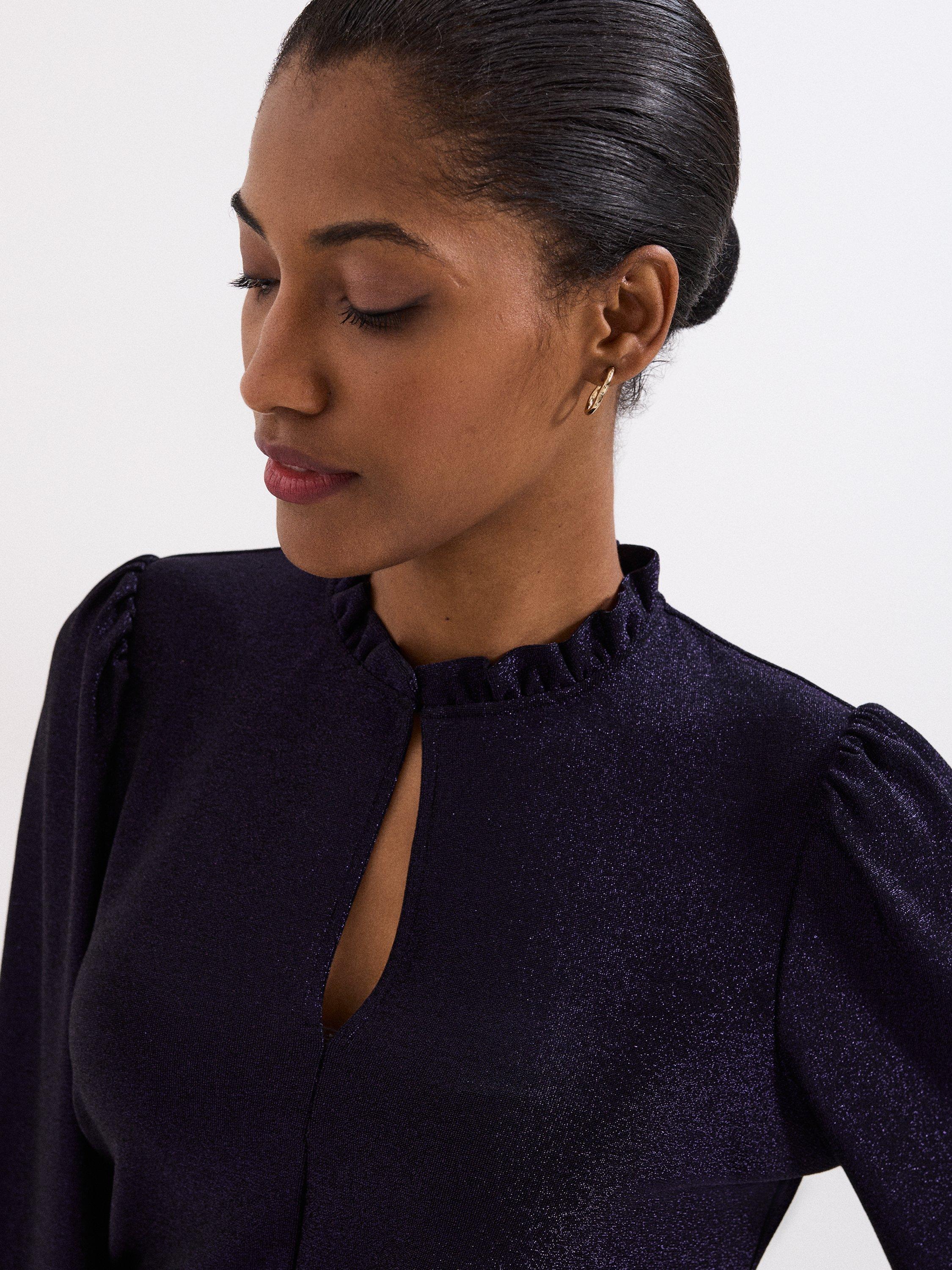 Product image 4 of 9, which shows Phase Eight Imogen Shimmer Top, Purple, 8