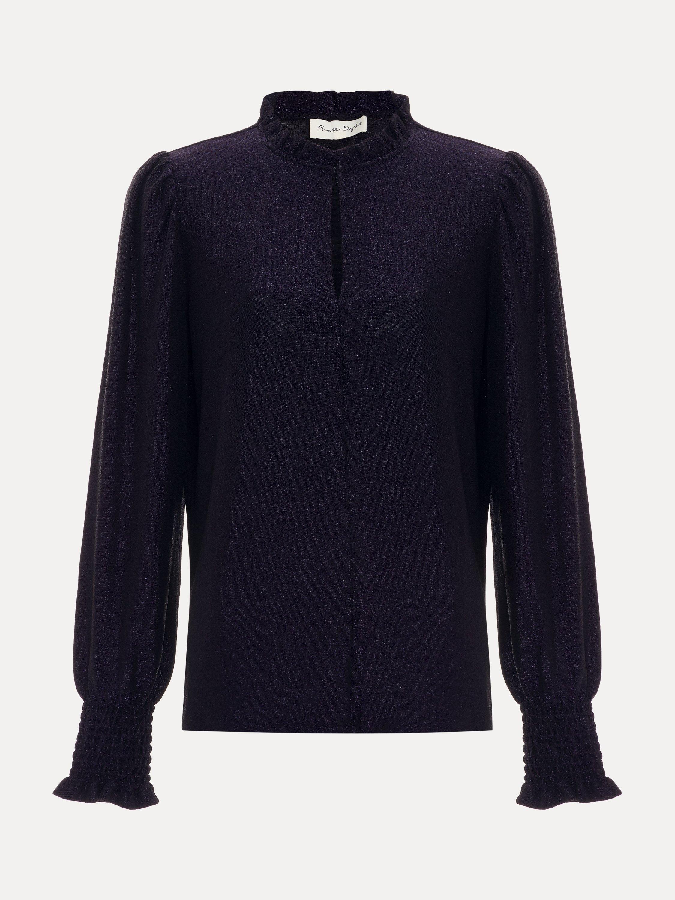 Product image 5 of 9, which shows Phase Eight Imogen Shimmer Top, Purple, 8