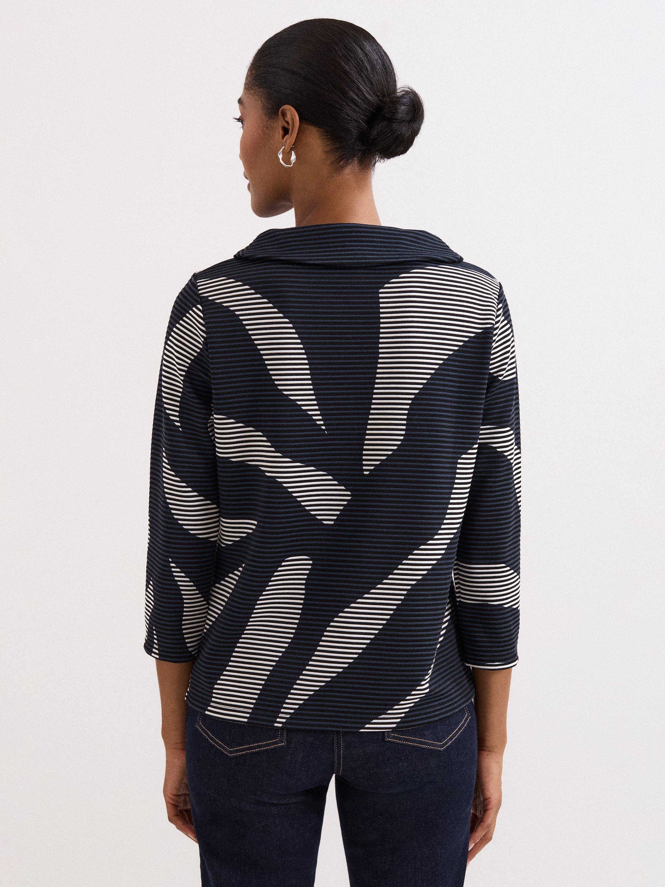 Product image 2 of 8, which shows Phase Eight Rena Printed Top, Navy/Ivory, 8