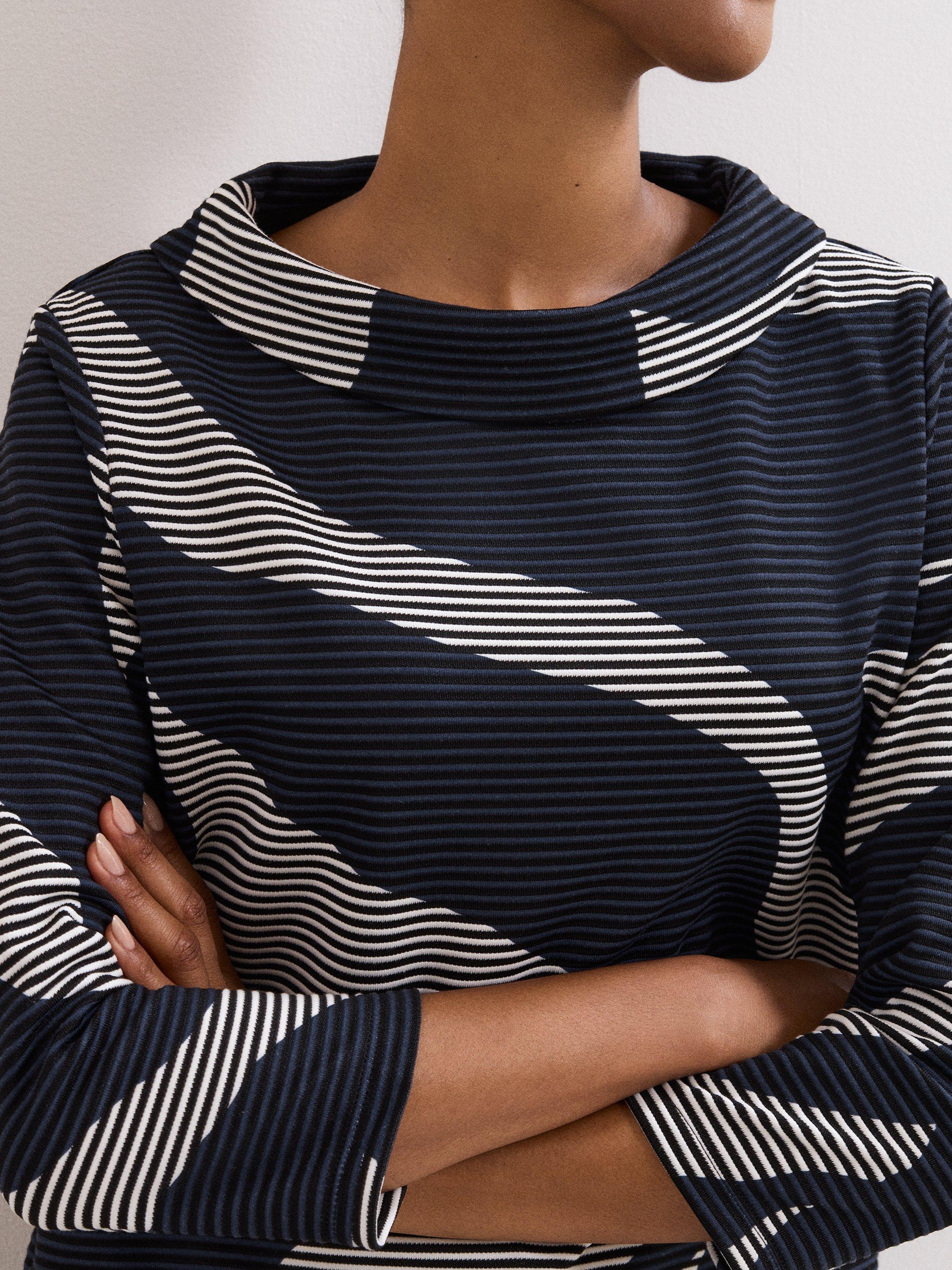Product image 7 of 8, which shows Phase Eight Rena Printed Top, Navy/Ivory, 8