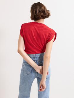 Phase Eight Rina Textured Short Sleeved Top, Red - view 2, Red