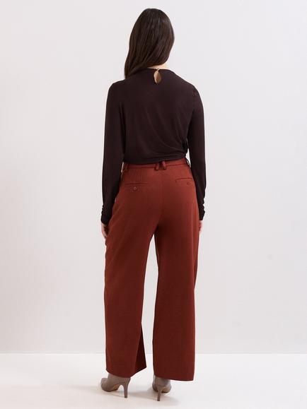Phase Eight Amber Wide Leg Trousers, Brown - view 2, Brown