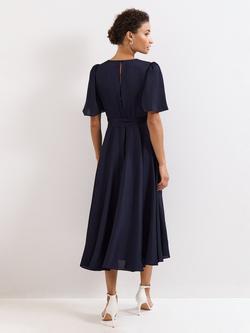 Phase Eight Abbie Pleated Wrap Midi Dress - view 2, Navy