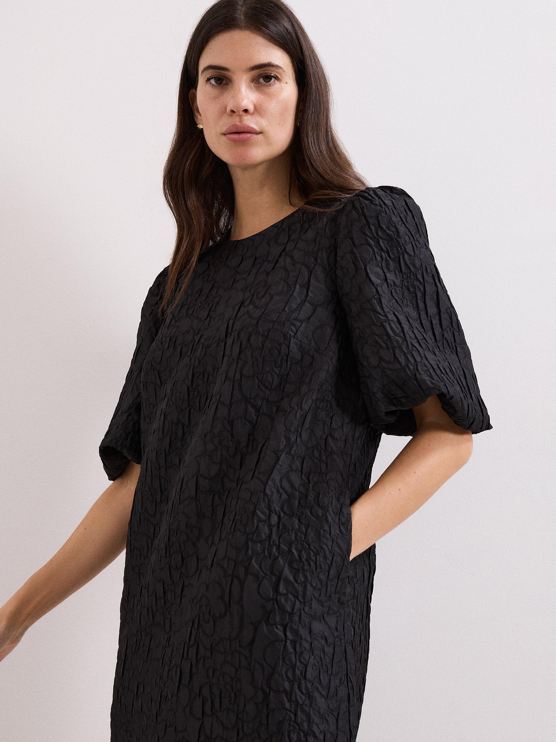 Product image 4 of 9, which shows Phase Eight Jacquard Mini Dress, Black, 6