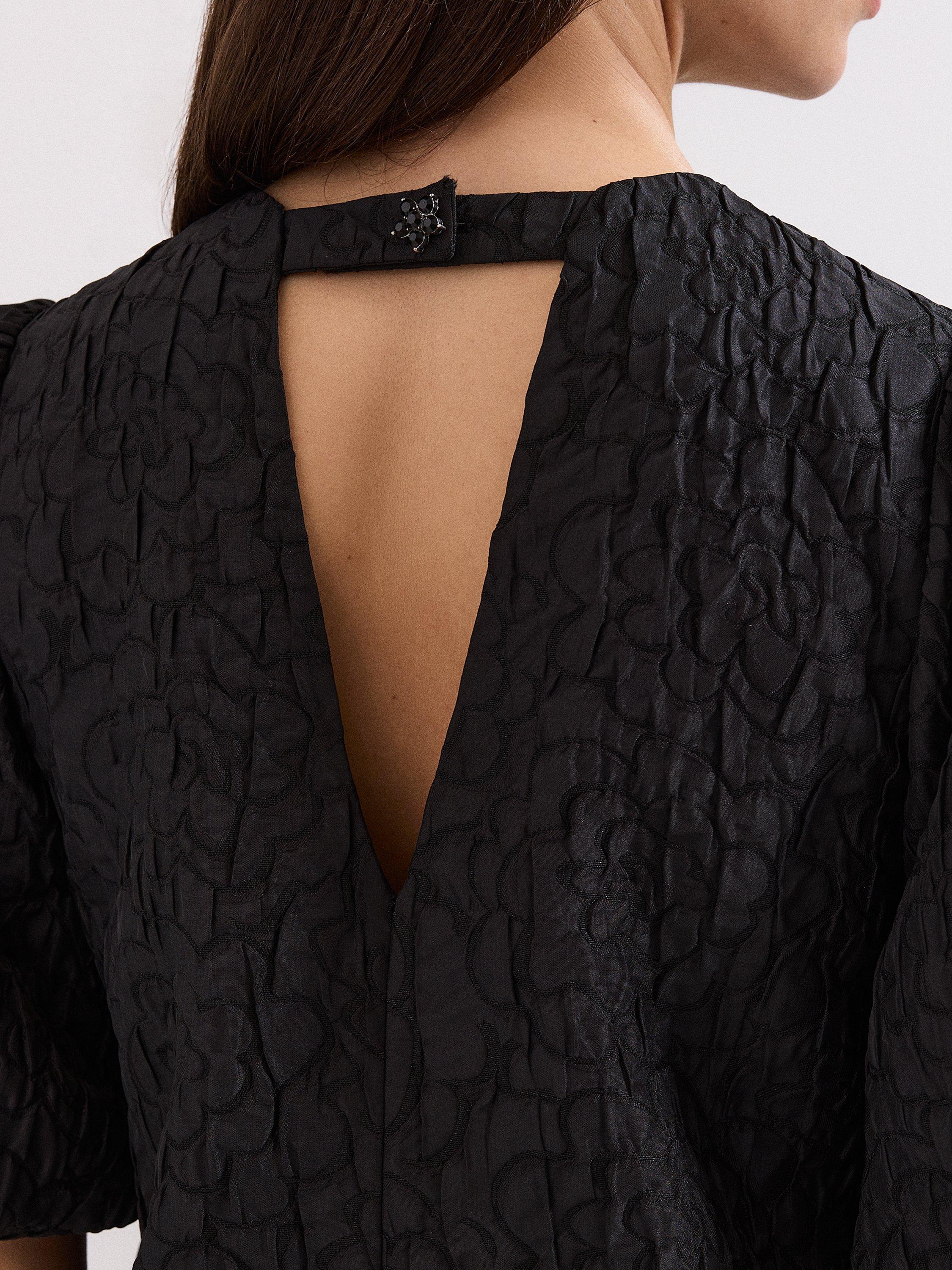 Product image 8 of 9, which shows Phase Eight Jacquard Mini Dress, Black, 6