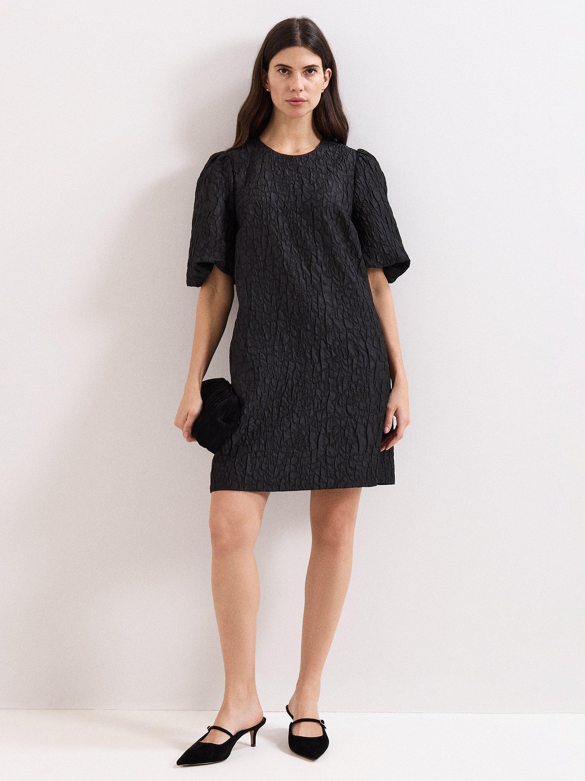 Product image 9 of 9, which shows Phase Eight Jacquard Mini Dress, Black, 6