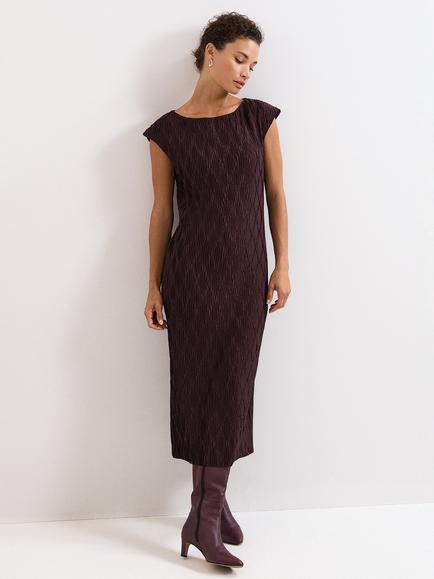 Phase Eight Textured Midi Dress, Brown, Brown