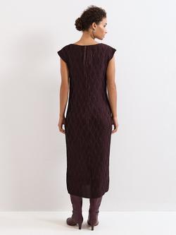 Phase Eight Textured Midi Dress, Brown - view 2, Brown