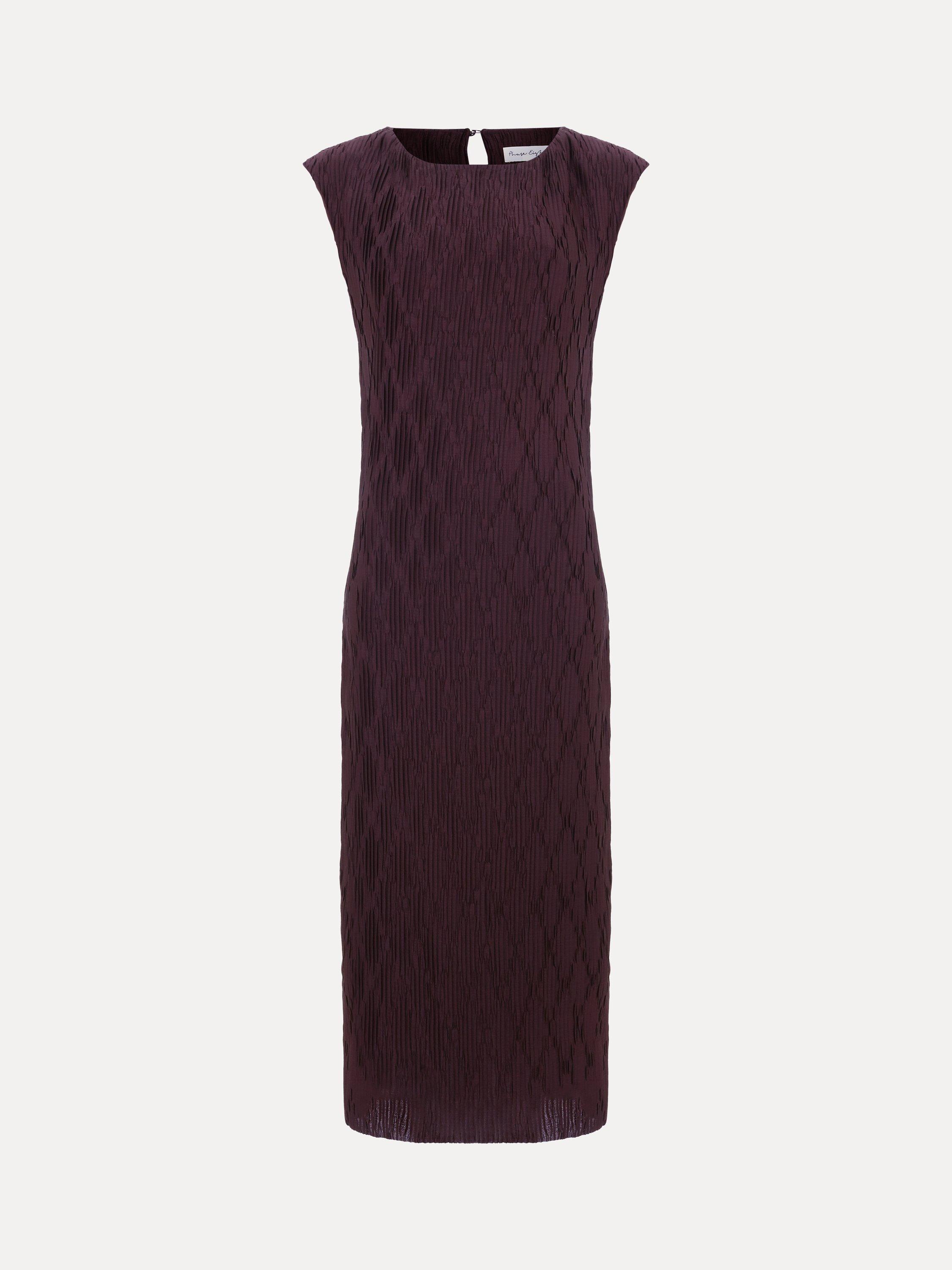 Product image 5 of 9, which shows Phase Eight Textured Midi Dress, Brown, 6
