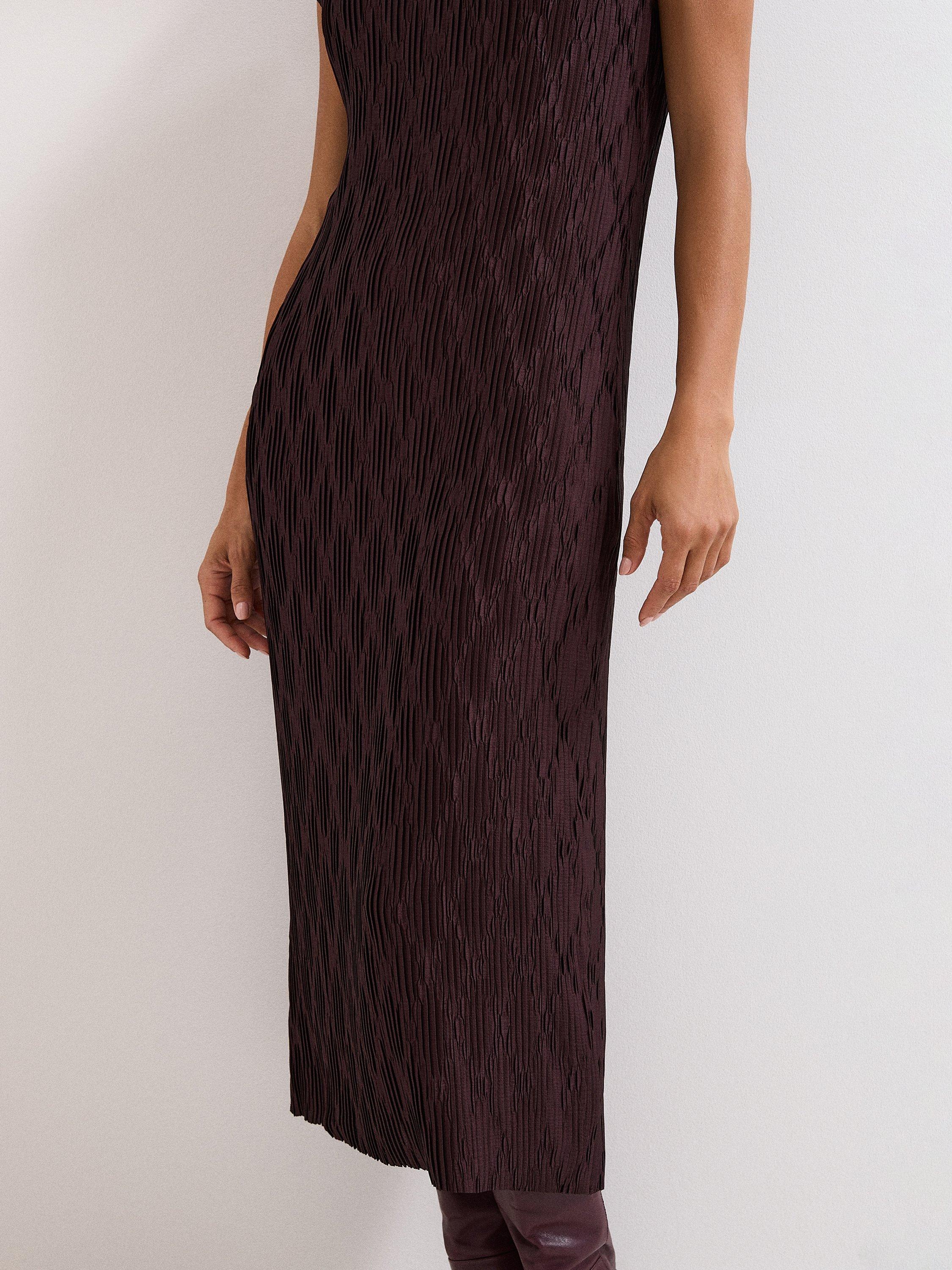 Product image 8 of 9, which shows Phase Eight Textured Midi Dress, Brown, 6