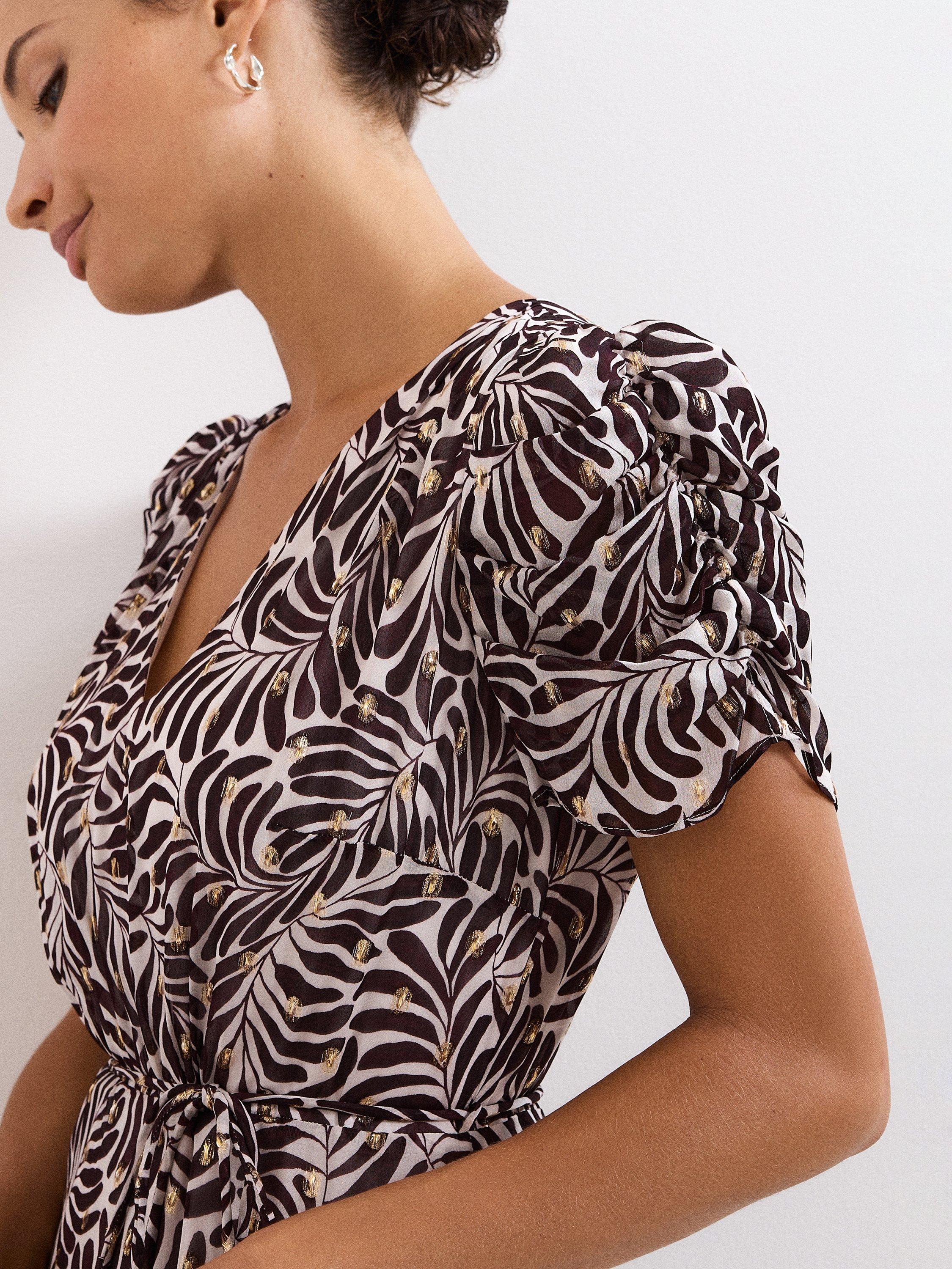 Product image 7 of 9, which shows Phase Eight Verity Shimmer Dress, Multi, 6