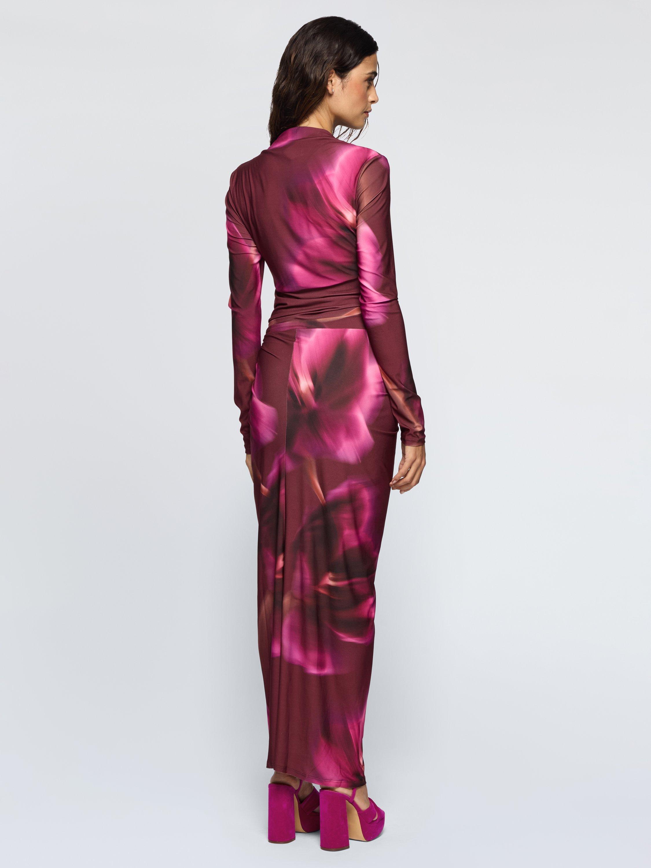 Product image 2 of 3, which shows DASKA Athena Abstract Side Twist Maxi Dress, Pink, XS