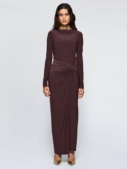 DASKA Athena Side Twist Maxi Dress, Chocolate