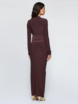DASKA Athena Side Twist Maxi Dress - view 2, Chocolate