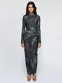 DASKA Athena Floral Side Twist Maxi Dress, Green, Green