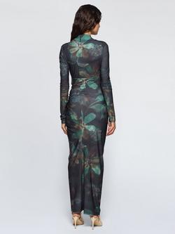 DASKA Athena Floral Side Twist Maxi Dress, Green - view 2, Green