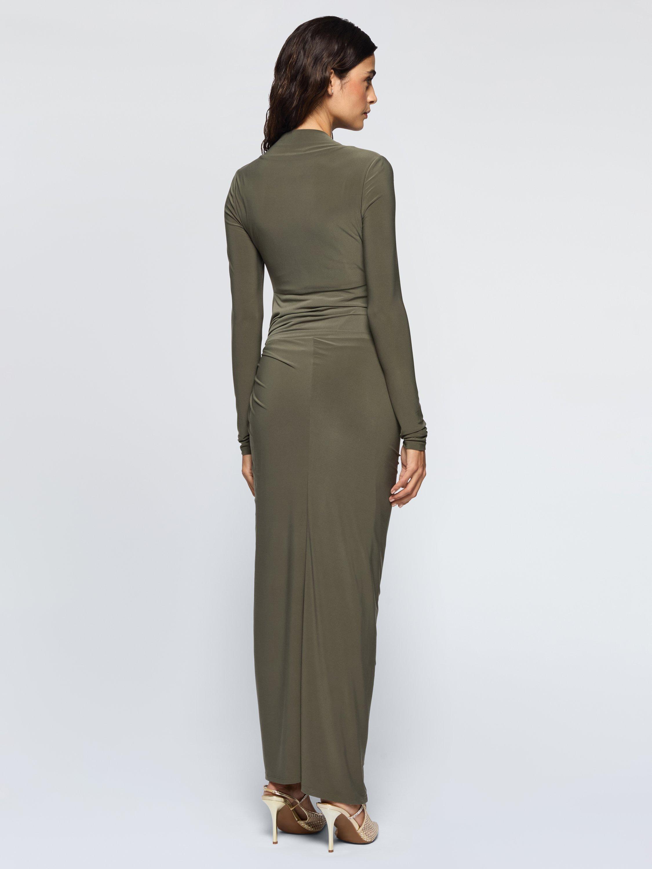 Product image 2 of 3, which shows DASKA Athena Side Twist Maxi Dress, Olive, XS