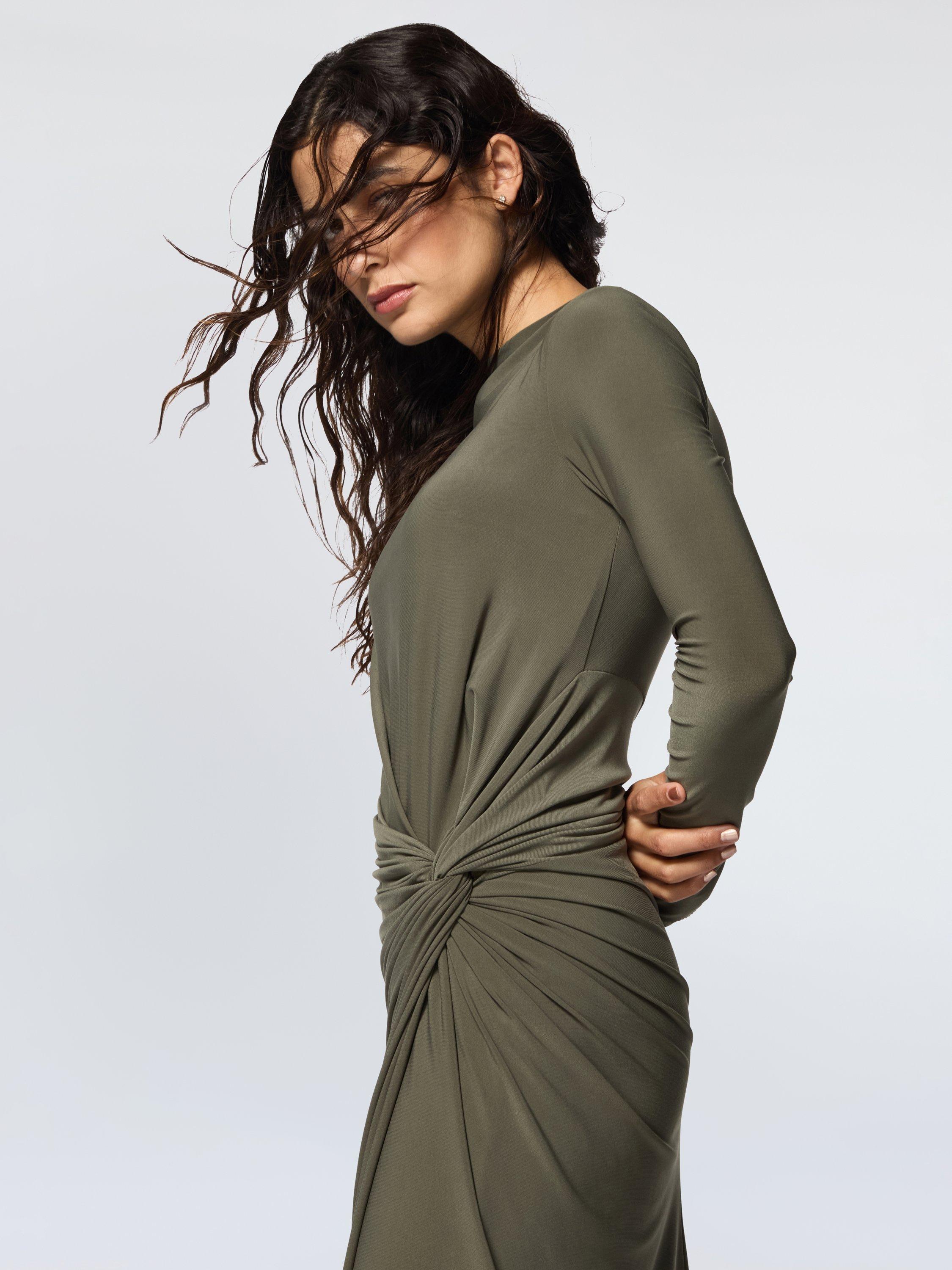 Product image 3 of 3, which shows DASKA Athena Side Twist Maxi Dress, Olive, XS