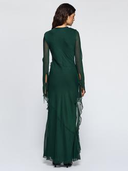 DASKA Circe Ruched Frill Maxi Dress - view 2, Green