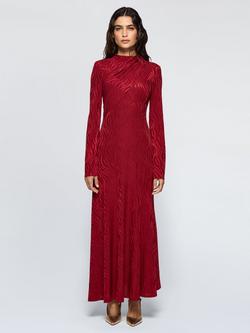 DASKA Draco Jacquard Drape Maxi Dress, Burgundy, Burgundy