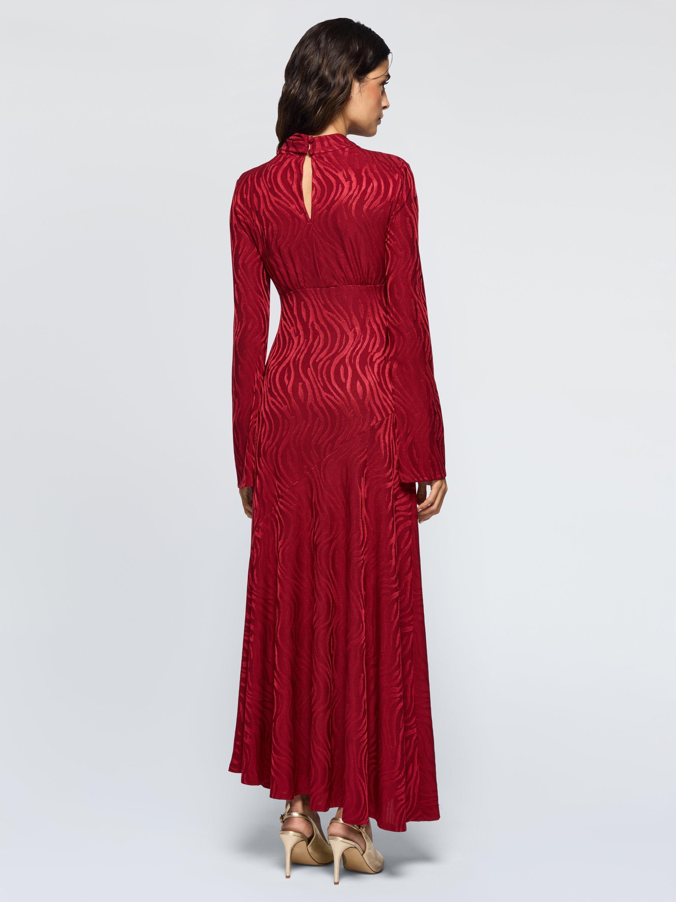 Product image 2 of 3, which shows DASKA Draco Jacquard Drape Maxi Dress, Burgundy, XS