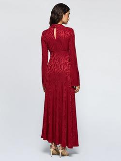 DASKA Draco Jacquard Drape Maxi Dress, Burgundy - view 2, Burgundy