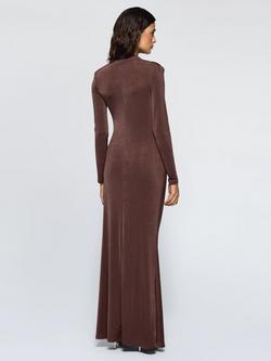 DASKA Lily Shimmer Drape Maxi Dress, Chocolate - view 2, Chocolate