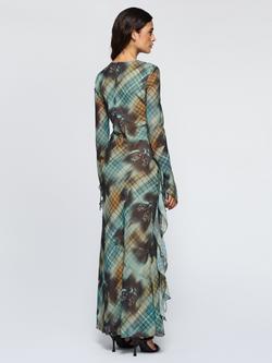 DASKA Circe Ruched Frill Maxi Dress, Multi - view 2, Multi