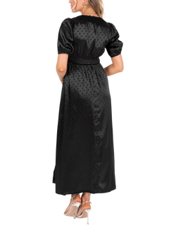 Lovedrobe Spot Jacquard Satin Midi Dress, Spot Print - view 2, Spot Print