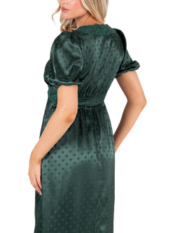 Lovedrobe Spot Jacquard Satin Midi Dress, Spot Print - view 2, Spot Print