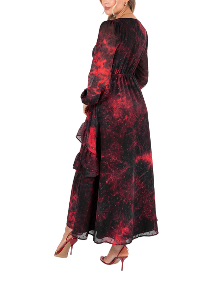 Lovedrobe Abstract Ruffle Midaxi Dress, Multi Print - view 2, Multi Print