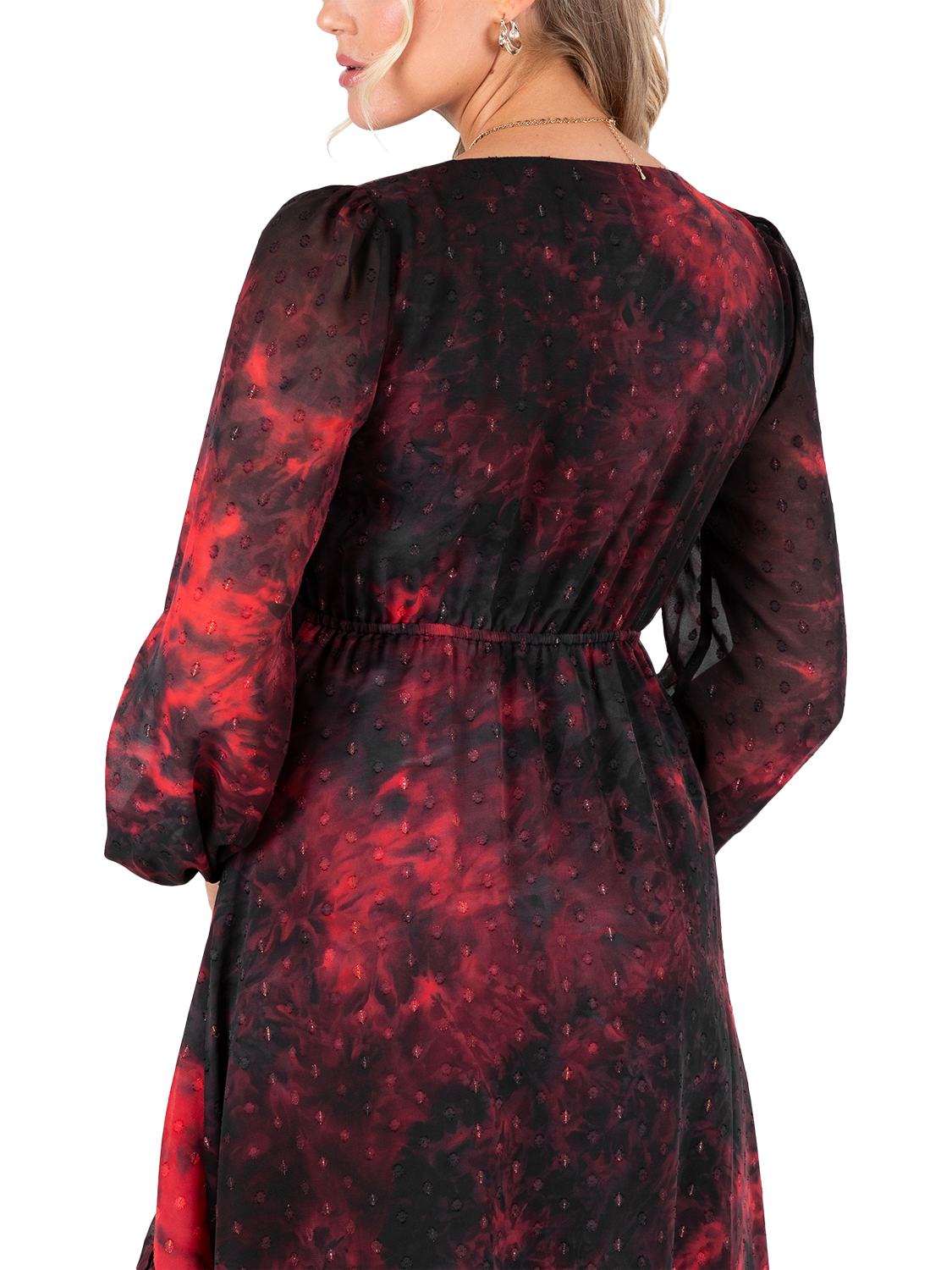 Product image 4 of 11, which shows Lovedrobe Abstract Ruffle Midaxi Dress, Multi Print, 8